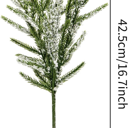 10Pcs Artificial Norfolk Pine Branches 17.7 Inches Fake Norfolk Pine Needles Sprigs Christmas Greenry Stems DIY Crafts Accessories for Garlands Vase Xmas Tree Filler Picks Home Decorations (10, Frost)