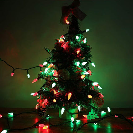 Brizled Red & Green C5 Christmas Lights, 33ft 100 LED Christmas Lights, Connectable 120V UL Mini Christmas Lights Set Faceted Xmas Lights for Chrsitmas Tree Party Roof Indoor Outdoor Decor