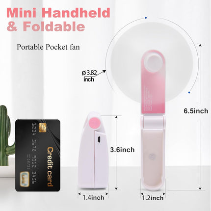 Personal Handheld Fan, Mini Portable Pocket Fan, Little Folding Fans Usb Rechargeable For Woman Girls Makeup Outdoor Travel