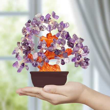 Natural Amethyst Crystal Money Tree for Office Home Room Desk Decor Spiritual Meditation Positive Energy Feng Shui Crystals Healing Stones Luck Wealth Bonsai Trees Birthday s for Women