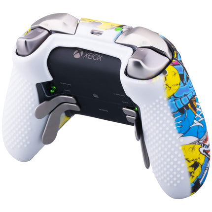 1 x Protective Customize Transfer Print Silicone Cover Skin Cartoon Skulls + 6 Thumb Grips Analog Caps for Xbox Elite Wireless Controller Compatible with Official Stereo Headset Adapter