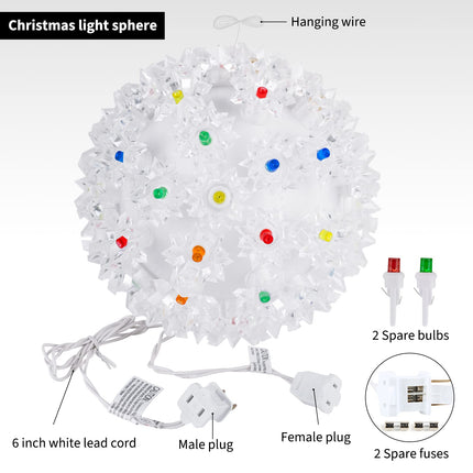 Christmas Lighted Sphere Balls Outdoor - 3 Pack 5.5" 50 LED Hanging Starlight Light, Replaceable Bulbs with Add-On Plug, Hanging Lights for Trees Party Wedding Patio Indoor Decorations