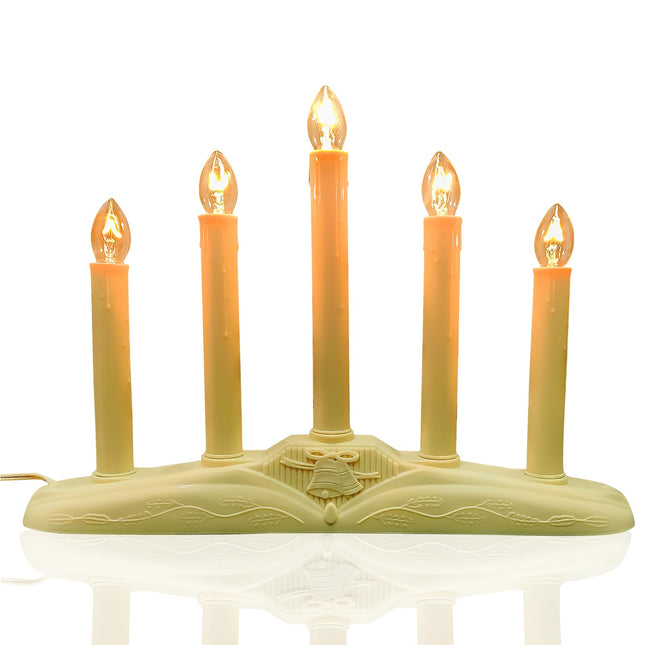 SUNSGNE 5 Light Christmas Electric Window Candles, Electric Christmas Candles with 6 C7 Clear Bulbs (1 Spare), Electric Candle Lamps with 3ft Wire, E12 Candelabra Base, Pack of 1