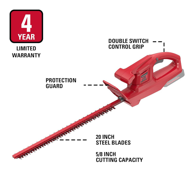 POWERWORKS 20V 20 Inch Cordless Hedge Trimmer Electric Grass Trimmer, Dual Action Blade & 5/8" Cutting Capacity, XB 2Ah Battery and Charger Included ,for Bush Lawn and Garden