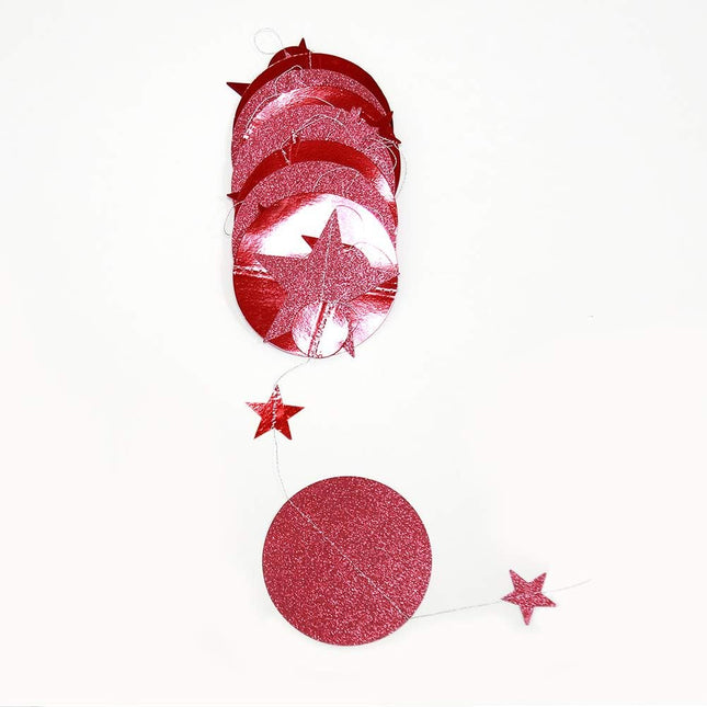 Decor365 Twinkle Star Garlands Red Circle Dots Streamer For Valentines Red Party Decorations Chinese Year Hanging Decor Glitter Banner For Bridal Shower Baby Shower Showcase Wedding Curtains Props