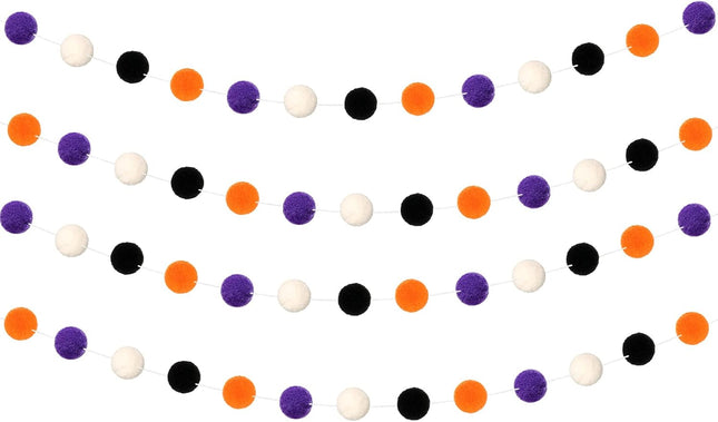 4 Pieces 39.4 Feet Christmas Pom Pom Garland Colorful Felt Ball Garland Hanging Felt Balls for Holiday Wall Birthday Xmas Christmas Party Decorations(Joyful Colors)