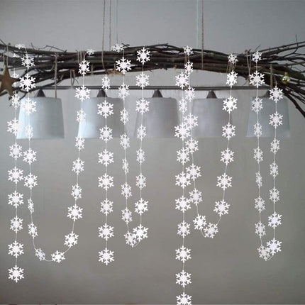 Cheerland Pearl White Snowflake Garland Kit Hanging Christmas Decorations Snowflakes Icy Tree Decor Streamer Bunting Banner for Winter Wonderland Party Birthday Wedding Year Baby Shower Home Decor