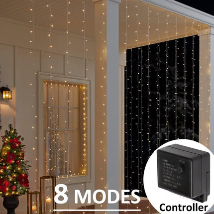Solhice LED Curtain Lights Outdoor 40ft x10ft, 800 LED Plug in Hanging String Lights Indoor, Christmas Twinkle Lights Backdrop for Outside Backyard Patio Wedding Décor, Warm White (Not Connectable)