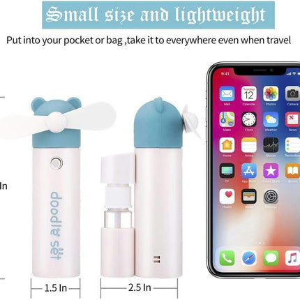 Handheld Fan, Mini Fan,Portable Misting Fan, Usb Rechargeable Fan. 1200Mah Battery Operated For 6 Hrs Continuous Work. Blue