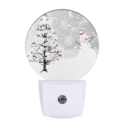 EKOBLA Snowman Night Light Winter Snowflakes Cardinals Birds on Snowy Christmas Tree Night Lights Plug into Wall Dusk to Dawn LED Lamp for Men Women Boys Girls Holiday s