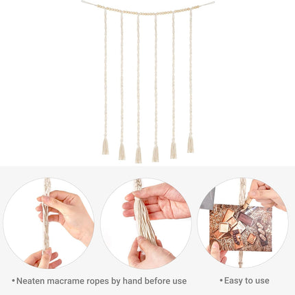 Mkono Macrame Hanging Photo Display Wall Decor with String Lights, Boho Wooden Beads Garland Collage Picture Card Frame Holder with 45 Clips for Bedroom Living Room Dorm, Teen Girls Christmas s