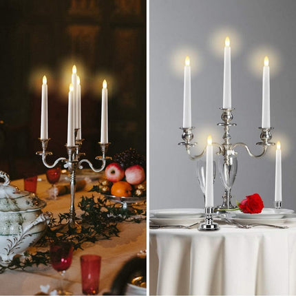 7.9'' Battery Operated Windows Candles with Remote Timers, 6 pcs Flickering Flameless Christmas Taper Candles, Led Bright Warm Lights for Holiday Home Party Thanksgiving Décor