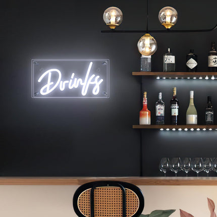 Lamomo Bar Neon Sign, Drinks Signs USB LED Desk Lightbox, Light Up Sign for Home Bar Party Kitchen Mancave Club Pub Restaurant Hotel Wall Decor, Bar Cart Accessories, Christmas Decor(Cool White)