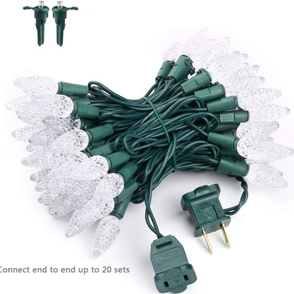 Brizled Faceted C5 LED String Lights, 100 LED 33ft Mini String Lights, 120V UL Certified Christmas Lights Set for Indoor and Outdoor Decoration, Patio, Party, Roof and Holiday, Warm White
