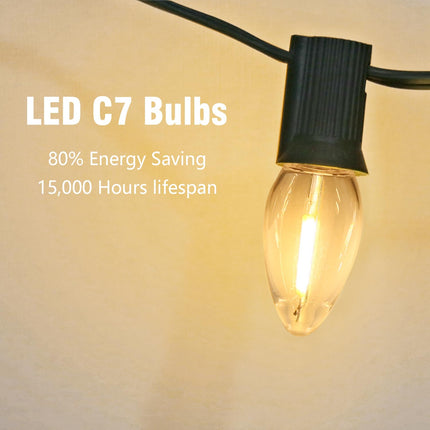 25 Pack LED Night Light Bulbs, C7 Shatterproof Replacement Led Light Bulb for String Light, E12 Base Salt Lamp Bulbs, 0.6W Equivalent to 7W, Warm White 2200K, 50LM