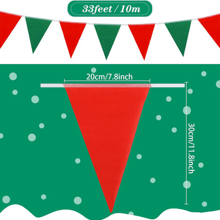 165 ft Christmas Pennant Banner Christmas Decorations Party Decoration Red and Green Pennant Banner Triangle Flag Banner for Christmas Outdoor Indoor Decoration Birthday Party