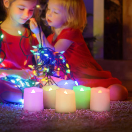 6 Pack USB Rechargeable Flameless Tea Lights Color Changing with Remote & Timer LED Fake Votive Candles Tealight with USB Cable, Halloween Party Christmas Table Decor