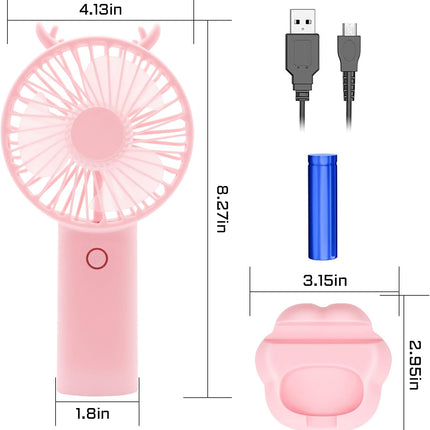 Mini Handheld Fan, Battery Operated Small Personal Portable Fan Speed Adjustable Usb Rechargeable Fan Cute Design, Ultra Quiet