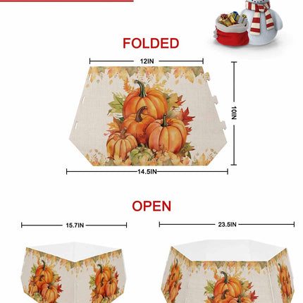 Christmas Tree Collar, Orange Pumpkins Fall Tree Collars Folable Christmas Tree Ring, Thankshgiving Maple Leaf Botanical Tree Skirt Xmas Tree Stand for Christmas Decorations & s 4Pcs-14.5"x10"