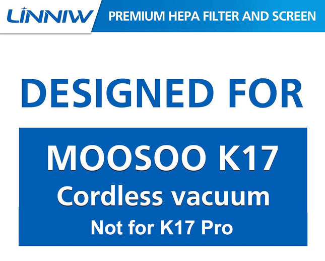 Linniw 6 Pack Hepa Filters Only Compatible With Moosoo K17 Cordless Vacuum, With 6 Hepa Filters & 6 Strainer Screens, Not For Moosoo K17 Pro Filter With Orange Shell Vacuum
