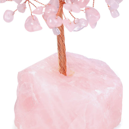 Jovivi Rose Quartz Crystals Tree, Raw Pink Healing Crystals Amethyst Base Bonsai Money Tree for Home Office Table Decor Wealth and Luck