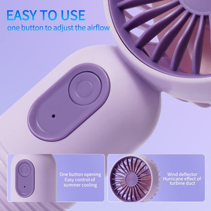 Mini Portable Fan 3 Pack, Cute Handheld Fan Battery Operated Lightweight Small Personal Fan With 3 Speeds And Usb Rechargeable