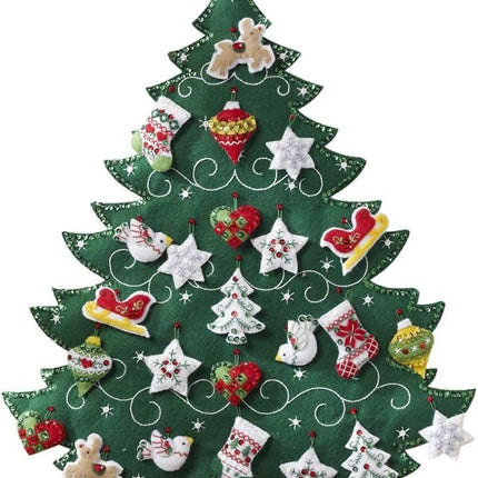 Bucilla Felt Applique Advent Calendar Kit, 17 by 24-Inch, Nordic Tree