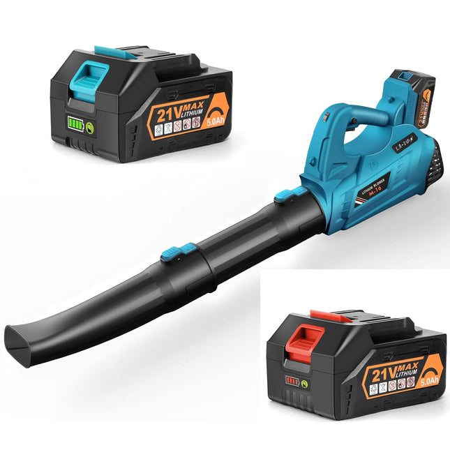 2 × 5.0Ah Battery Leaf Blower - BHY 320 CFM & 180MPH Cordless Electric Leaf Blower with Fast Charger, 6 Variable Speeds, Battery Leaf Blower for Blowing Leaves, Snow Debris and Dust