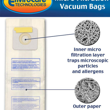 Envirocare Micro Filtration Vacuum Cleaner Dust Bags Designed To Fit Panasonic Types U, U3, U6 6 Pack