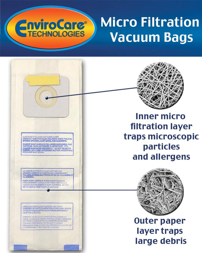 Envirocare Micro Filtration Vacuum Cleaner Dust Bags Designed To Fit Panasonic Types U, U3, U6 6 Pack