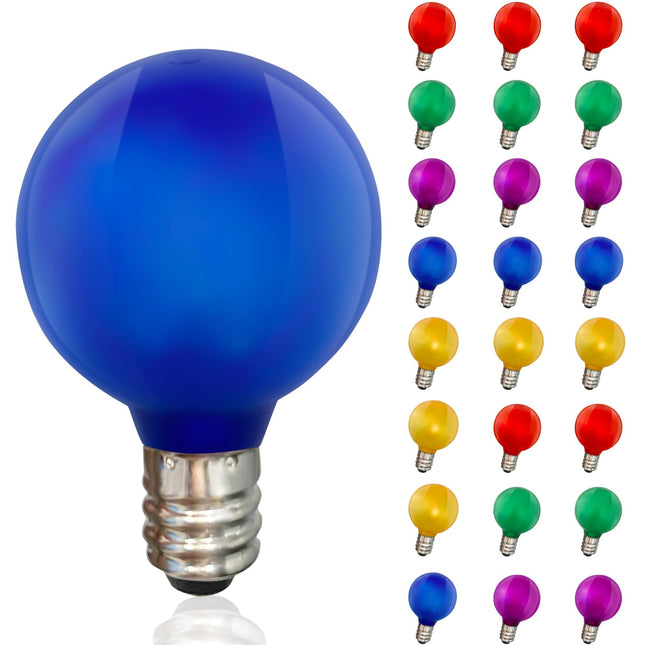 25 Pack Frosted Multicolor LED Christmas Light Bulbs,Shatterproof & Waterproof Plastic G40 Led Bulbs for Outdoor String Lights,E12 LED Color Light Bulbs for Outside Christmas Tree Holiday Decoration