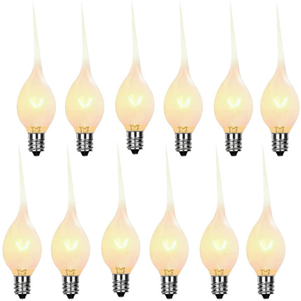 12 Pack Silicone Dipped E12 Candle Light Bulbs, 5W Candle Light Bulbs, Dimmable Chandelier Light Bulbs for Ceiling Fan, Pendants or Outdoor String Lights, E12 Candelabra Base Bulbs, Warm White 2700K
