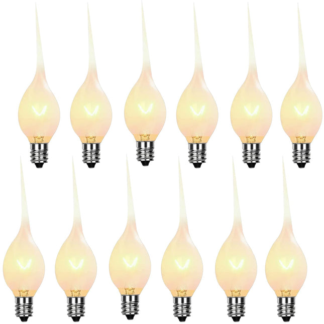 12 Pack Silicone Dipped E12 Candle Light Bulbs, 5W Candle Light Bulbs, Dimmable Chandelier Light Bulbs for Ceiling Fan, Pendants or Outdoor String Lights, E12 Candelabra Base Bulbs, Warm White 2700K