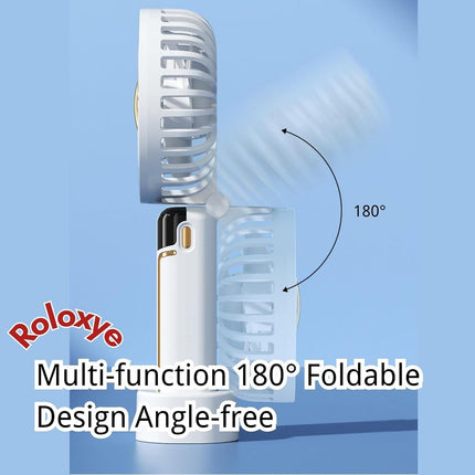 Portable Fan Handheld Fan, 6000Mah 180° Foldable MultiFunction Fan, 5 Speeds, Digital Display, Ultra Quite, Up To 16H Long Use