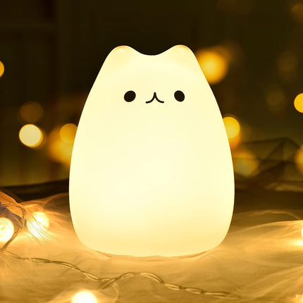 GoLine Cat Lamp, Cute Kitty Night Light, s for Women Teen Girls Baby, Night Lights for Kids Bedroom, Cute Christmas Kitty Silicone Nightlights for Children Toddler.