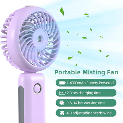 Civpower Misting Fan Portable, Hand Held Fan 90°Adjustable Desk Fan, 4000Mah Usb Rechargeable Personal Fan With Water Mist, 514