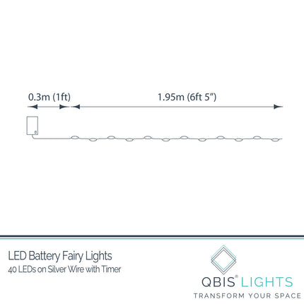 Warm White Fairy Lights Battery Operated with Timer Mode, 40 Micro LED Fairy Lights for Mason Jars, 6.5ft, Silver Wire Lights Indoor Use (Warm White)
