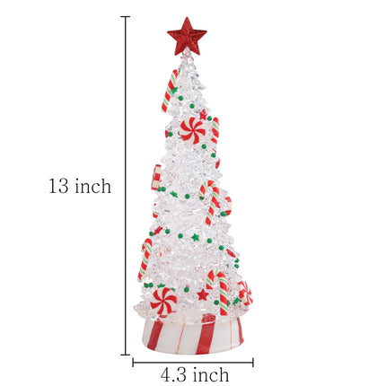 Acrylic Christmas Tree Light Up, Christmas Tree with LED Lights and Christmas Music, Tabletop Decor for Xmas Decoration Indoor Home Party Supplies,13 inches