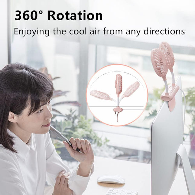 Monitor Fan, Thrrly Desktop Fan With 2 Fan Heads, 3 Speeds 360° Rotatable Office Desk Fan Usb Powered Cooling Fan With Sturdy