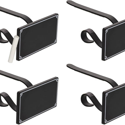 Haute Decor The Original MantleClip® Stocking Holder with Chalkboard Icons 4-Pack (Black) - Personalize Your Christmas Stocking Hangers with Names