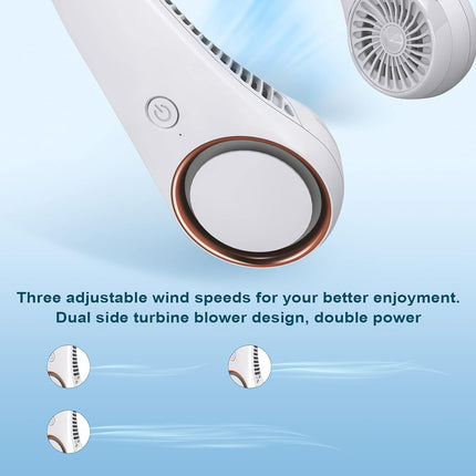 Civpower Portable Neck Fan,Hands Free Bladeless Fan, Cooling Personal Fan,3 Speeds Adjustment,78 Air Outlet,Headphone Design,Rech