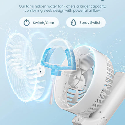 Gaiatop Portable Handheld Misting Fan, 4000Mah Rechargeable Personal Mister Fan, 4 Adjustable Speed Mist Fan, 180°Foldable, Mini
