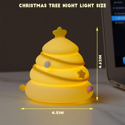 HAPPYBAG Christmas Tree Silicone Night Light LED Squishy Nursery Toddler Rechargeable Night Light,Cute Stuff for Baby,Kids,Toddlers lamp,Kawaii Room Décor