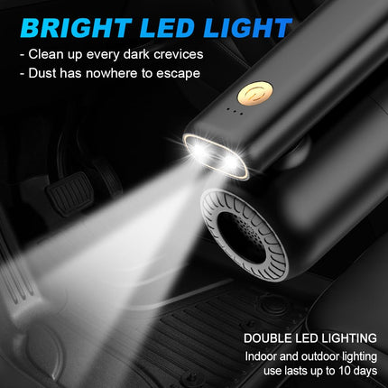 9000Pa Handheld Vacuum Cleaner With Led Light 180° Foldable Multifunctional Vacuum Cleaner For Blowing Vacuuming Pumping Strong Suction Rechargeable Mini Vacuums For Car Home Office