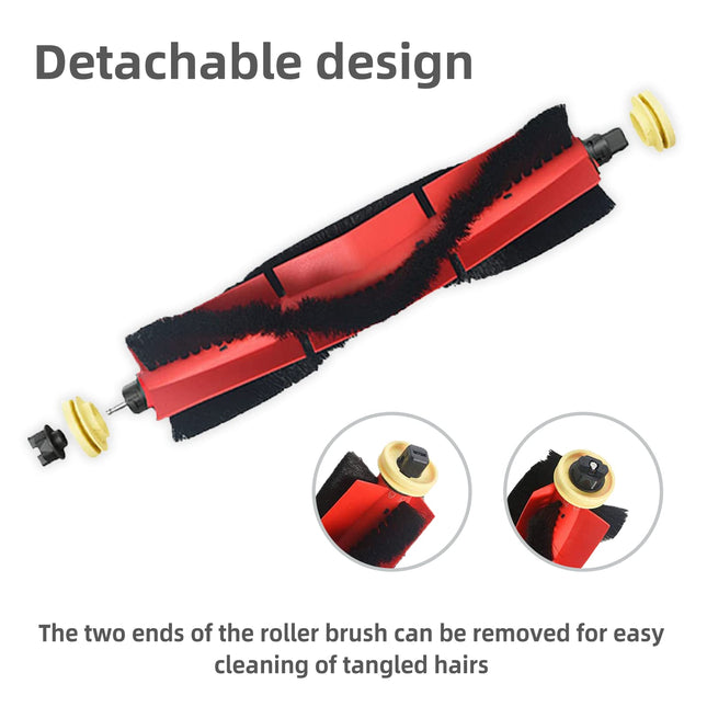 Spare Parts Compatible With Roborock E4, E5, S4, S4 Max, S5, S5 Max, S6, S6 Maxv Robotic Vacuum Cleaner Backup Kit With 1 Roller 4 Side Spin Brush 4 Hepa Filter Attachments For Daily Clean