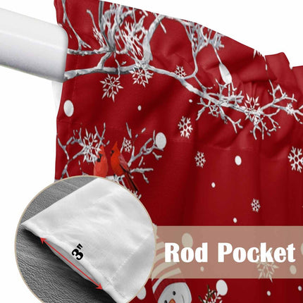 Christmas Swag Curtains,Snowman Kitchen Swag Curtains Xmas Tree Rod Pocket Valances Tier Pair Swag Topper,Bird Branch Snowflake Red 2 Panels Window Treatment for Bathroom Living Room Bedroom