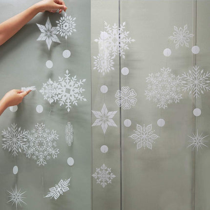 Decor365 Winter Wonderland White Snowflake Garland kit Hanging Snow Flakes for Christmas Year Party Decoration for Home/Office/Showcase/Ceiling/Doorway/Mantel/Birthday/Baby Shower/Wedding/