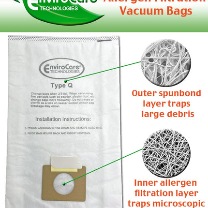 Envirocare Allergen Vacuum Bags Designed To Fit Kenmore Canister Type C Or Q 50555, 50558, 50557 And Panasonic Type C5 15 Pack