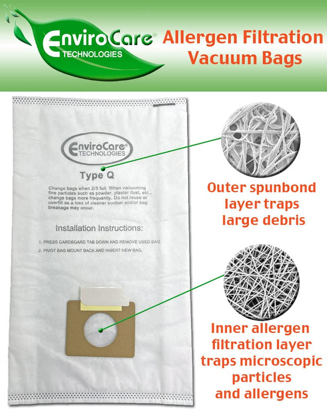 Envirocare Allergen Vacuum Bags Designed To Fit Kenmore Canister Type C Or Q 50555, 50558, 50557 And Panasonic Type C5 15 Pack