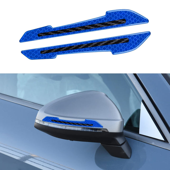 Kelenate® (Blue) 2 Pcs Car Reflective Stickers Super Reflective Rearview Mirror Trim Stickers Car Anti-Collision Strips Reflective Anti-Scratch Protection Compatible with Opl Atra